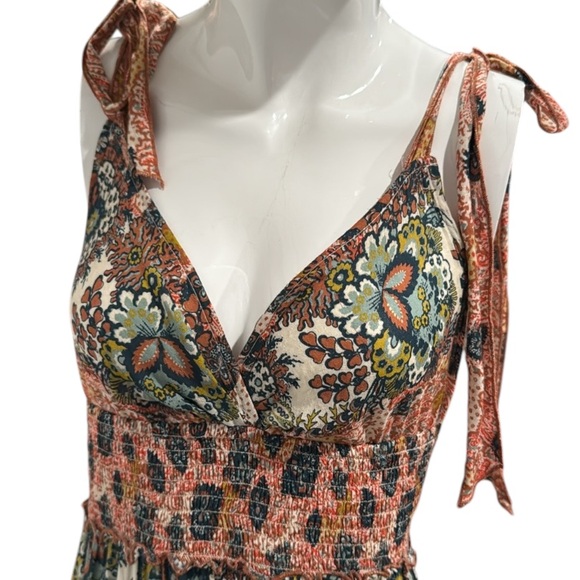 Free People Let’s Smock About It Boho Tiered Mixed Print Maxi Dress Size Small - Picture 8 of 14